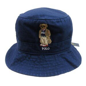 Polo Ralph Lauren Embroidered Bear Bucket Hat Adult Size L/XL Navy Blue NEW